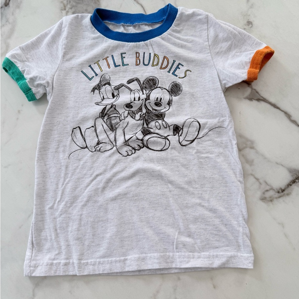 Disney Little Buddies T-Shirt - White with Blue, Green, and Orange Trim - Picture 5 of 6